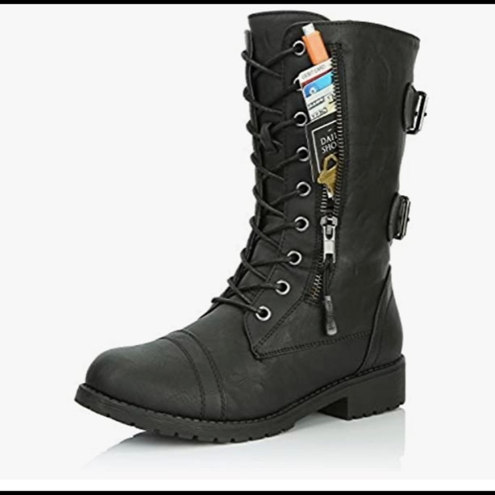 Women's Ankle Bootie High Lace up Military Boots